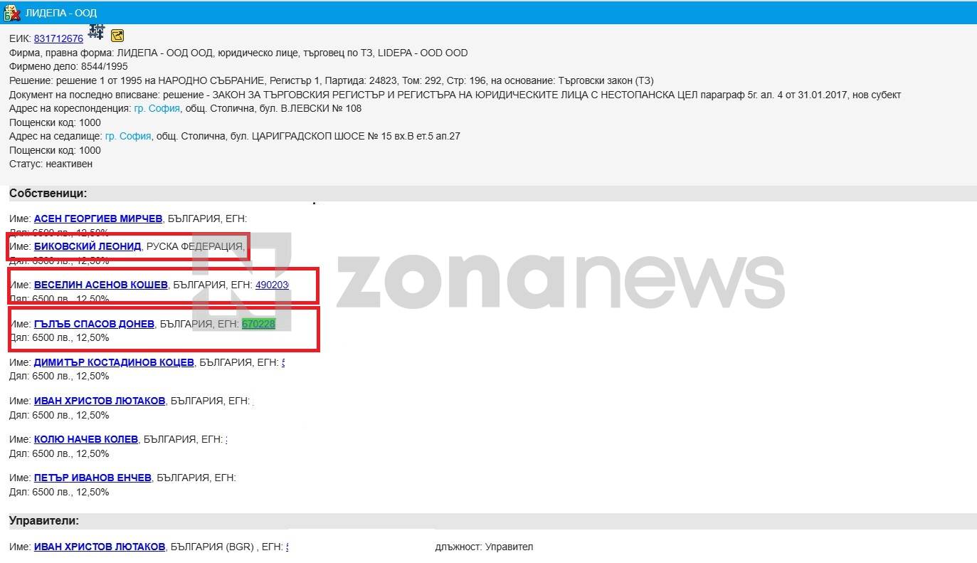 Гълъб Донев съдружник с руски гражданин и с агент на ВКР-ДС и Шесто у-ние на ДС